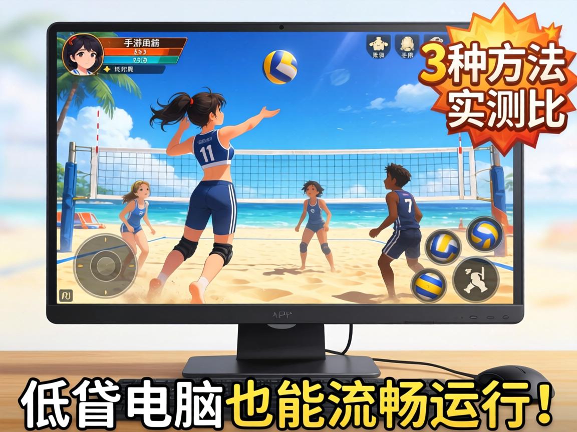 电脑能玩沙滩排球吗手游？3种方法实测对比，低配电脑也能流畅运行！