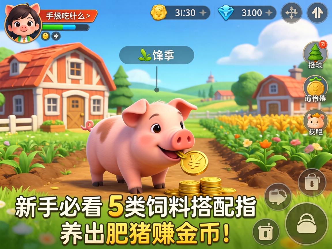 手游模拟农场猪吃什么？新手必看的5类饲料搭配指南，养出肥猪赚金币！