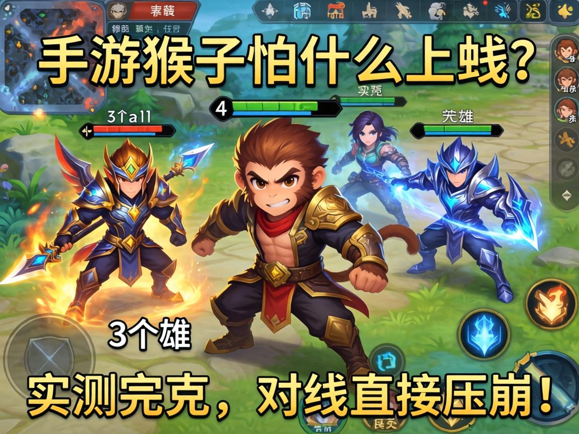 手游猴子怕什么上单？这3个英雄实测完克，对线直接压崩！